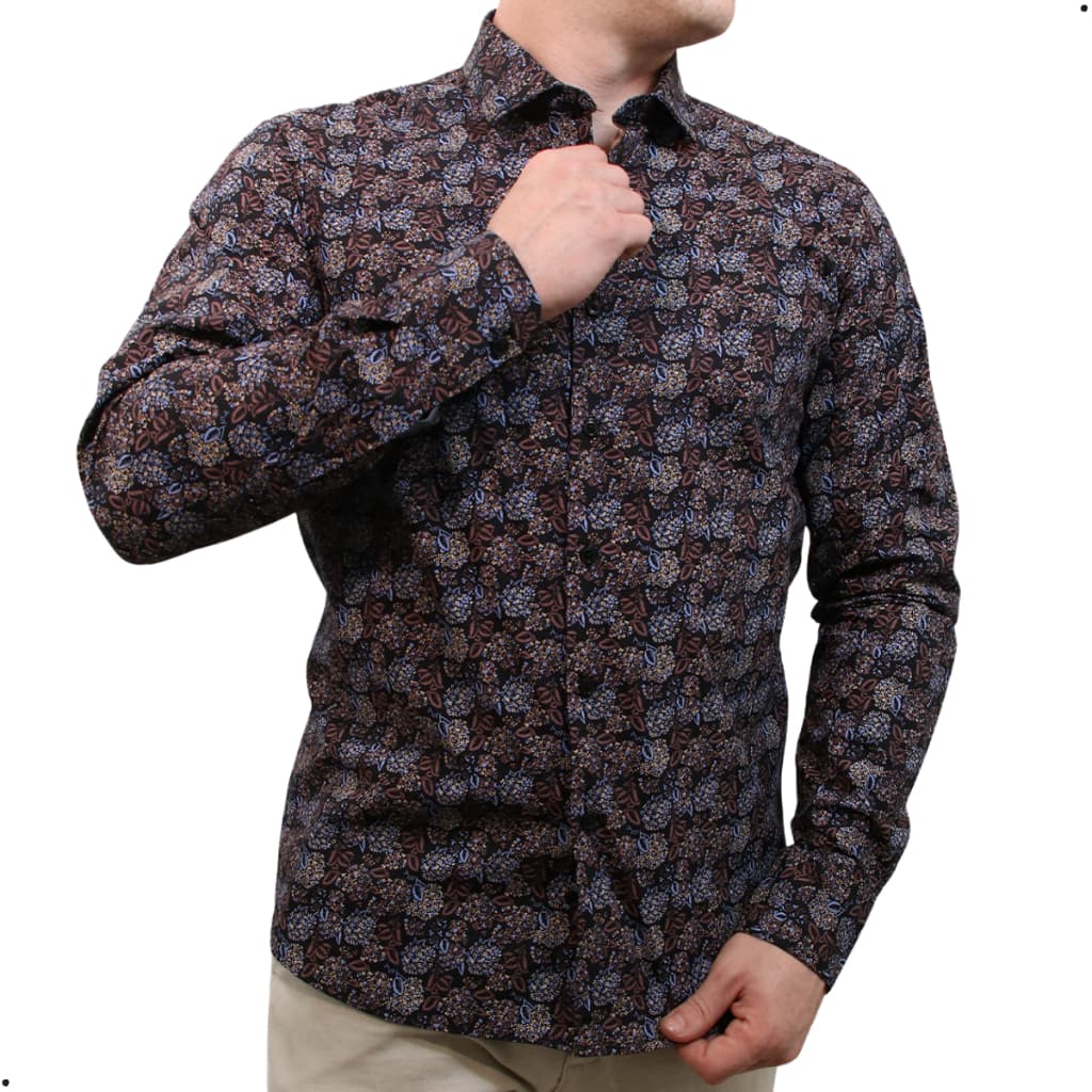 Camisa Social Masculina Slim Fit Estampada Floral