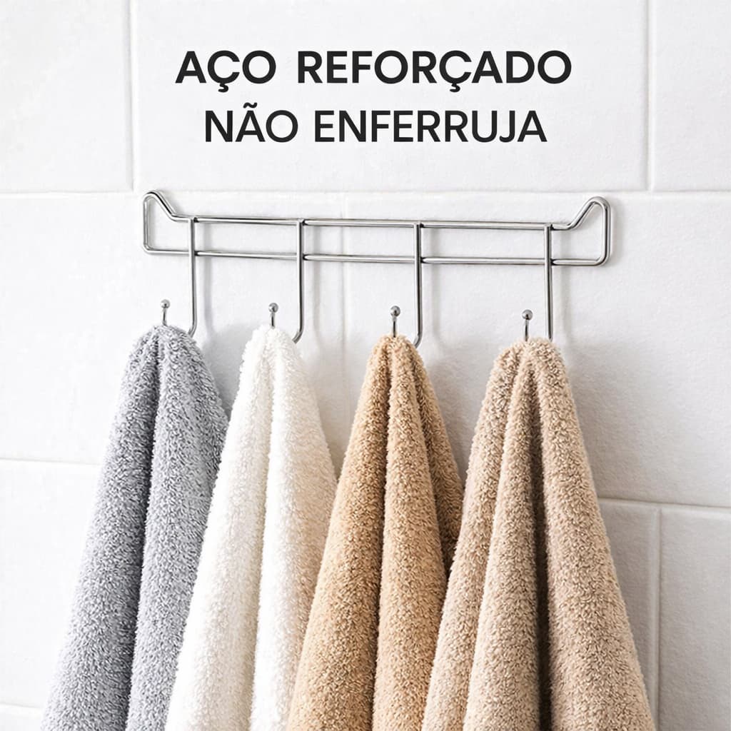 Suporte Gancho Cabide Organizador Para Porta Organizadores 4 Ganchos Pendurar Multiuso