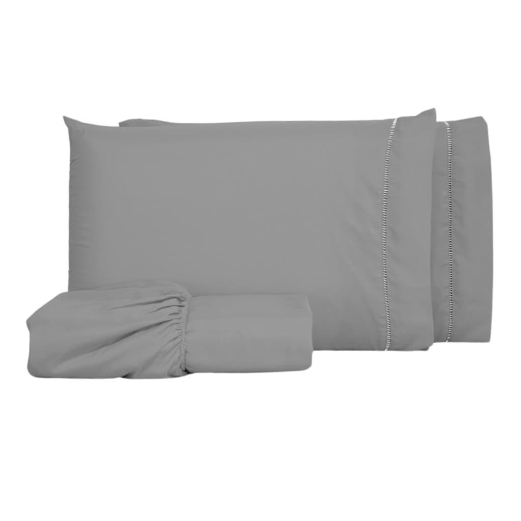Kit Jogo de Lençol 3 peças 400 Fios Ponto Palito Cama Solteiro Casal Queen King Berço