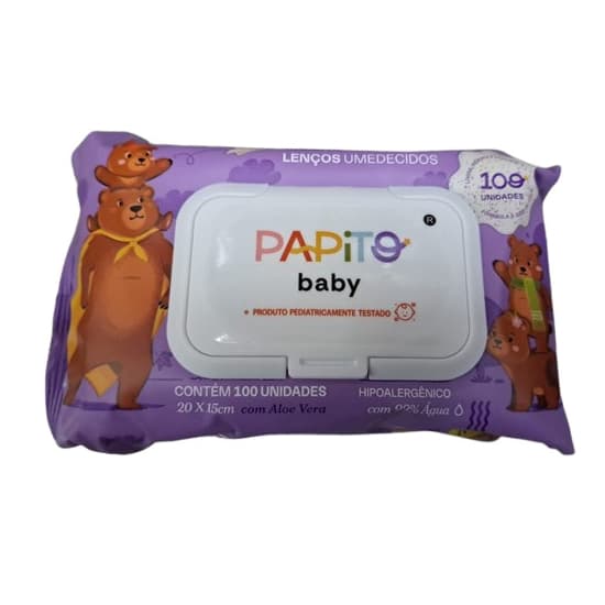 Lenço umedecido Papito Baby com 100 unidades