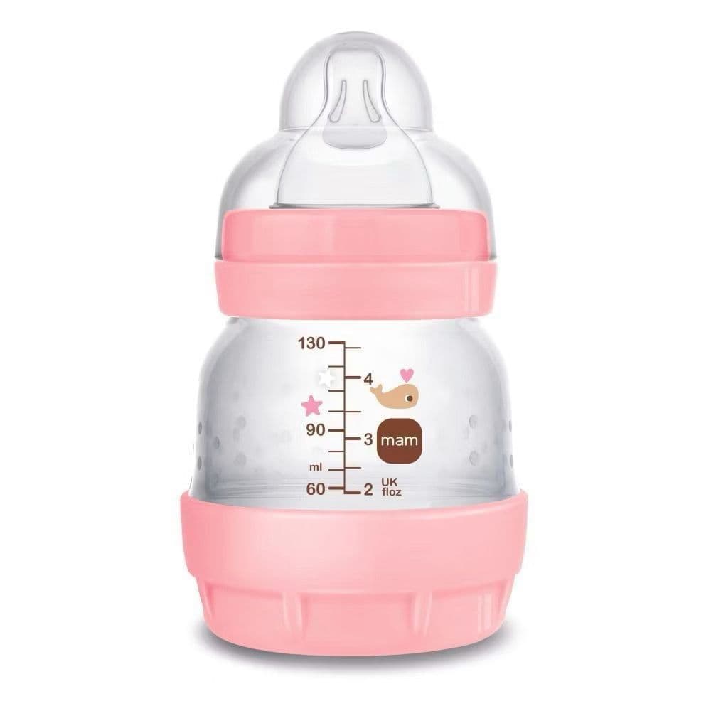 Mamadeira Mam 130 ml 0 meses Easy Start Fluxo Bebê Menina Recém nascido Rosa
