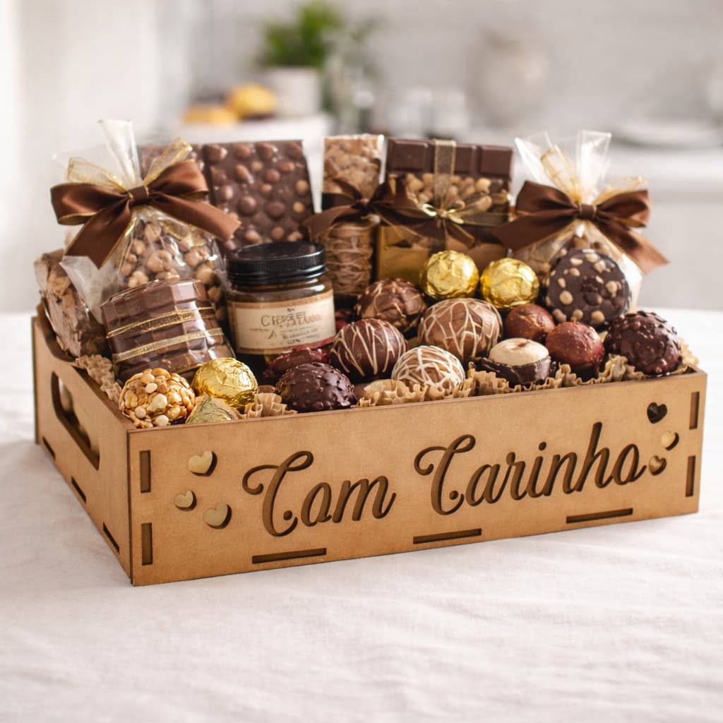 Bandejas Com Carinho e Coração 30x20x7 Organização Multiuso Presente Feminino Masculino Cestas Domestica Cozinha