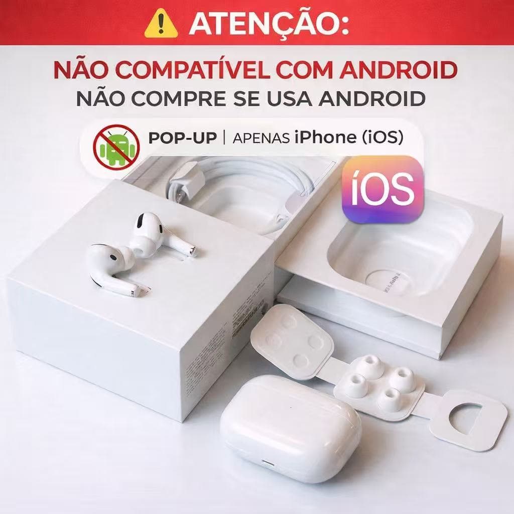 Fone de Ouvido Sem Fio Airpods PRO3 Com Cancelamento De Ruído Bluetooth  Pop-Up para iOS  E Android