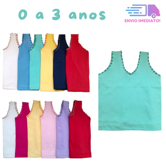 Kit 6 Camisetas Lisa Bebê PMG Menino Menina Algodão