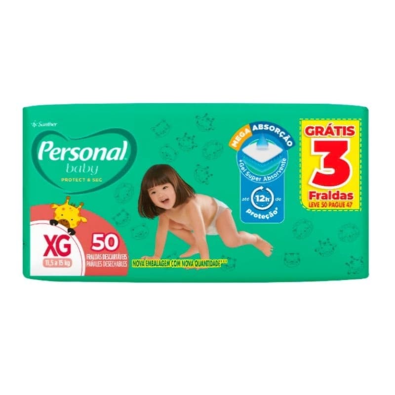 Fralda Personal Baby Protect & Sec Tam. XG 50 Unidades
