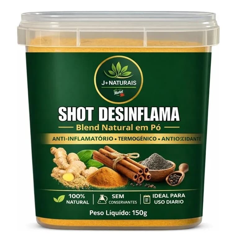 Shot Desinflama Açafrão Canela Gengibre Pimenta Preta