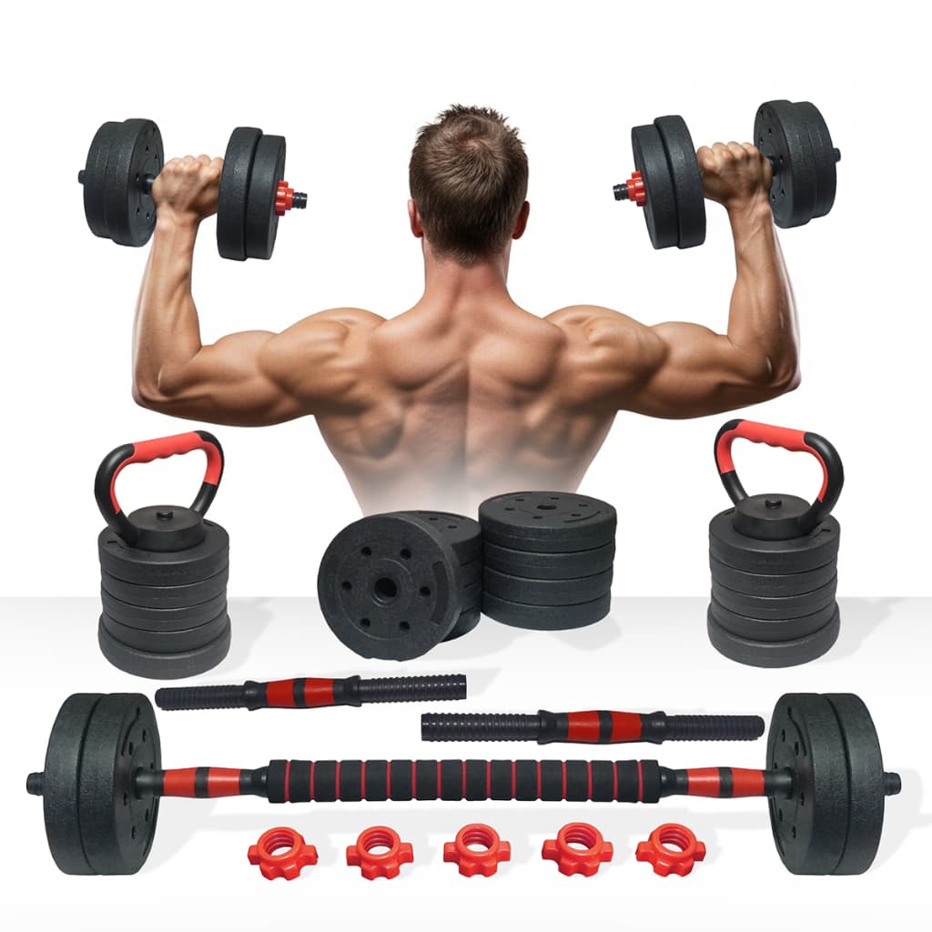 Kit Halteres Anilhas 6 em 1 10/15/20kg Ajustáveis Kettlebell Barra Musculação Academia em Casa