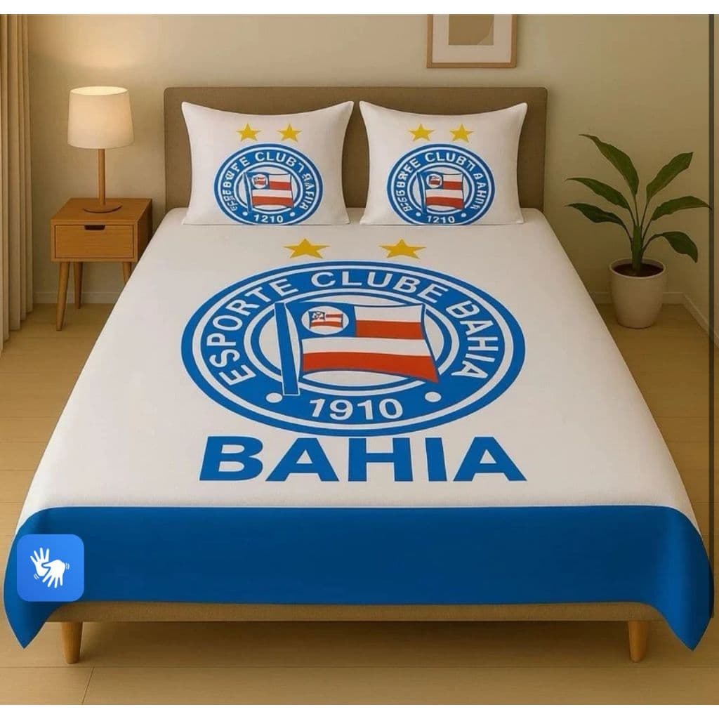 Lençol Casal  Time de Futebol Pintado com fronhas jogo cama personalizado Torcida