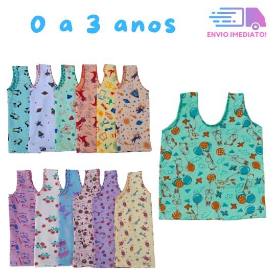 Kit 6 Camisetas Estampada Bebê com Festonê PMG Menino Menina Algodão