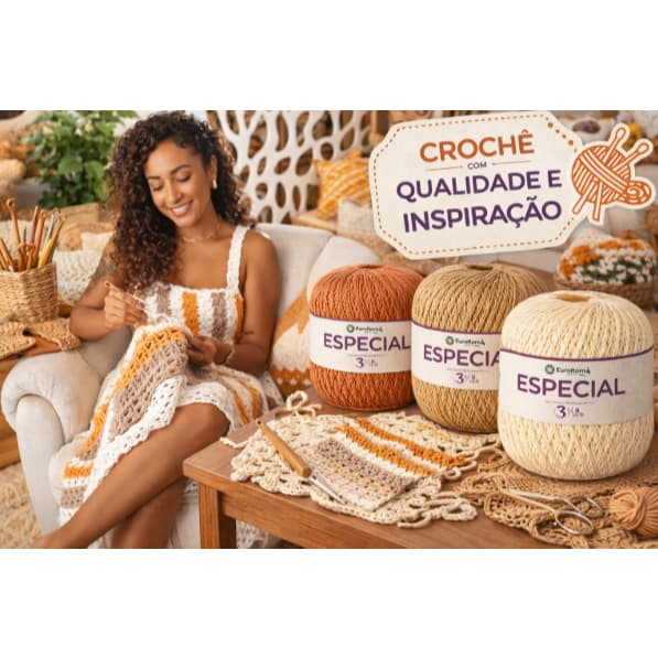 Barbante EuroRoma Especial 8/5 Brilhante Nº 3 – Fio para Crochê, Tricô e Artesanato Premium