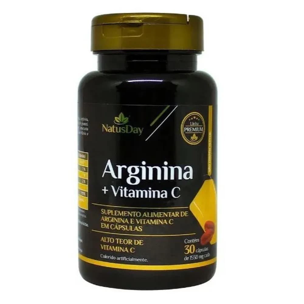 ARGININA + VITAMINA C 30 CAPSULAS NATUSDAY PREMIUM O Suplemento de Arginina e Vitamina C da Natusday foi desenvolvido pa