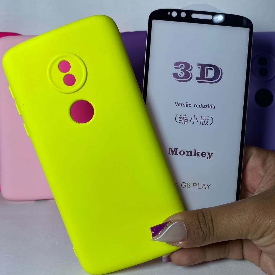 CAPA E5/G6 PLAY + Película 3D Kit Motorola Capinha Case Protetora Celular Silicone