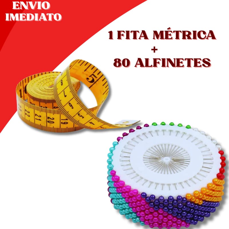 Combo Costura Fita de Medição + 80 Alfinetes Artesanato Patchwork Modelagem Costureira Tecido