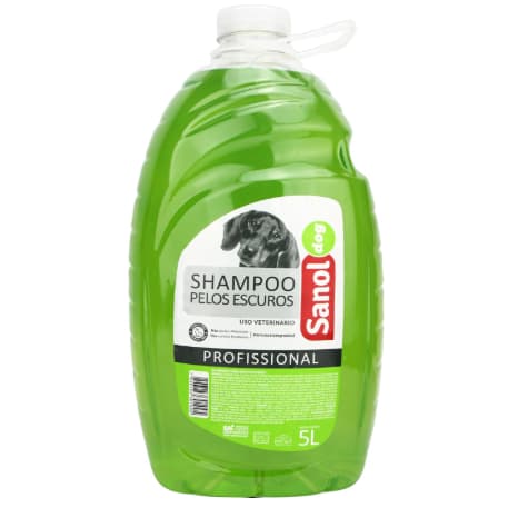Shampoo Profissional Para Cães Pelos Escuros 5L Sanol Dog – Cor e Brilho Uso Pet Shop e Doméstico