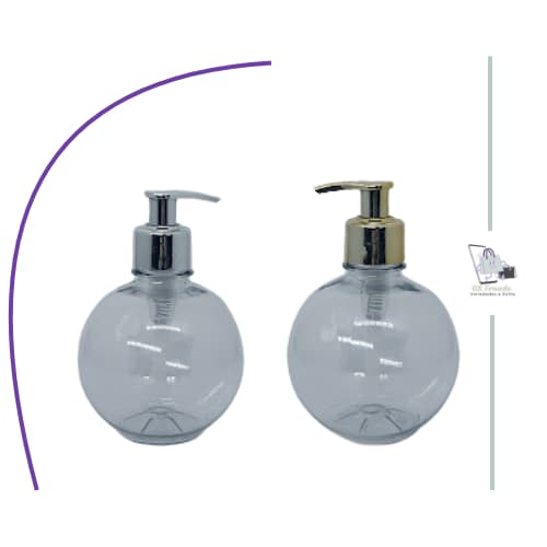 30 Unidades Frascos Pet 330 ml com Válvula Metalizada para Álcool Gel, Saboneteira, Creme, Shampoo Formato Bola