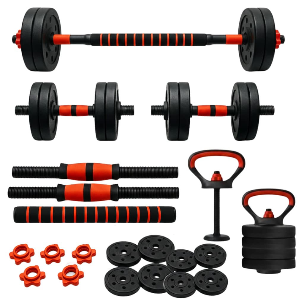 Kit Treino Funcional Musculação 20kg Kettlebell Barra Halteres Anilhas Supino Peso Ajustável