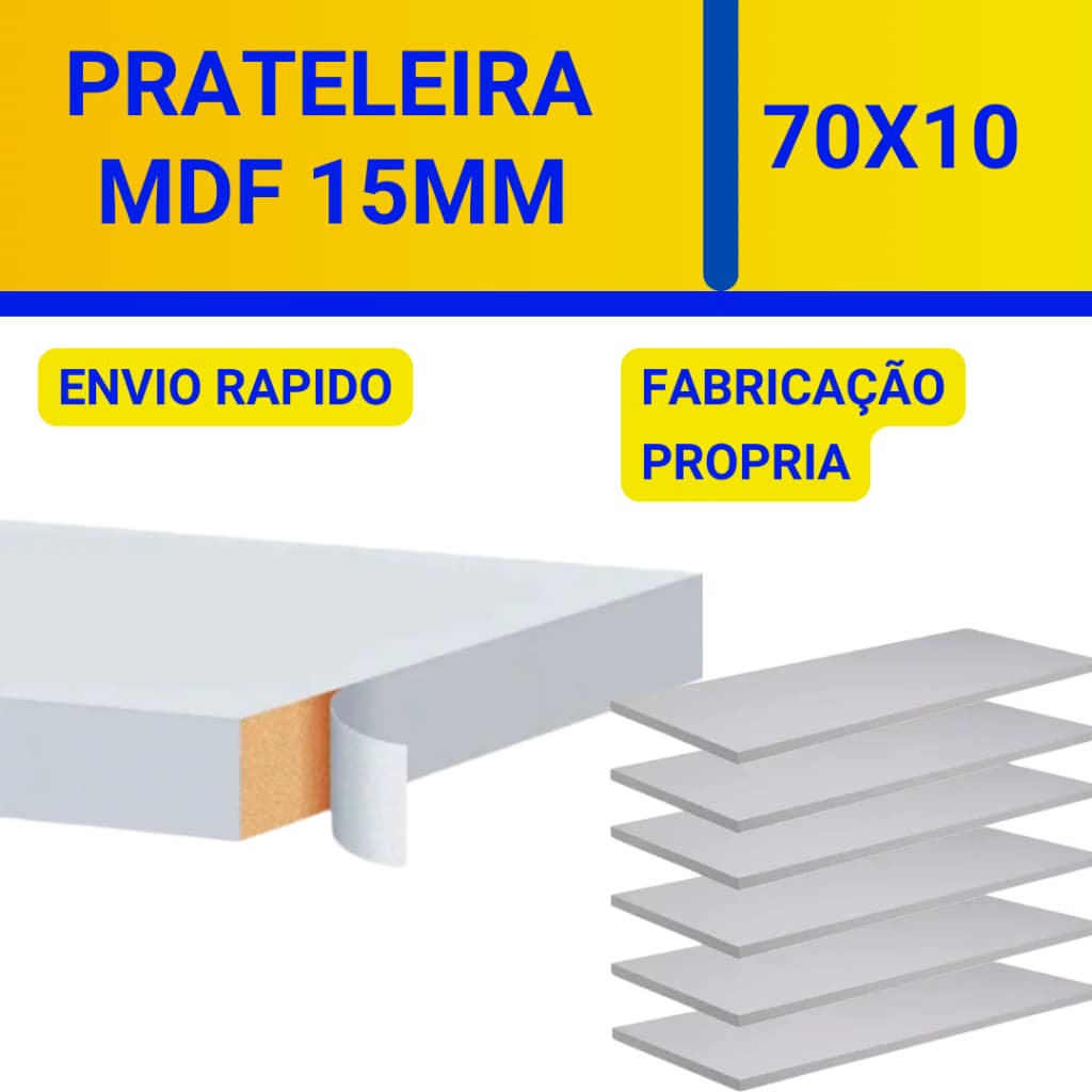 Prateleira Lisa Mdf 15mm Branco Tx 70x10 Cm Suporte Invisível prateleiras parede suporte