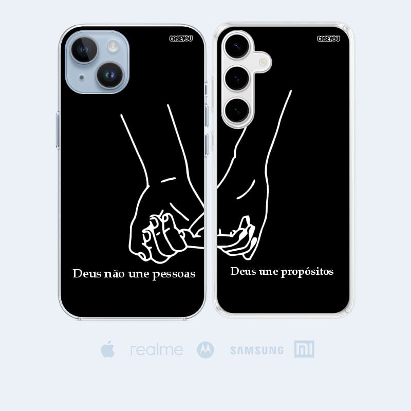 Kit 2 Capinhas Celular Personalizadas Casal Deus une propósitos Alta Qualidade