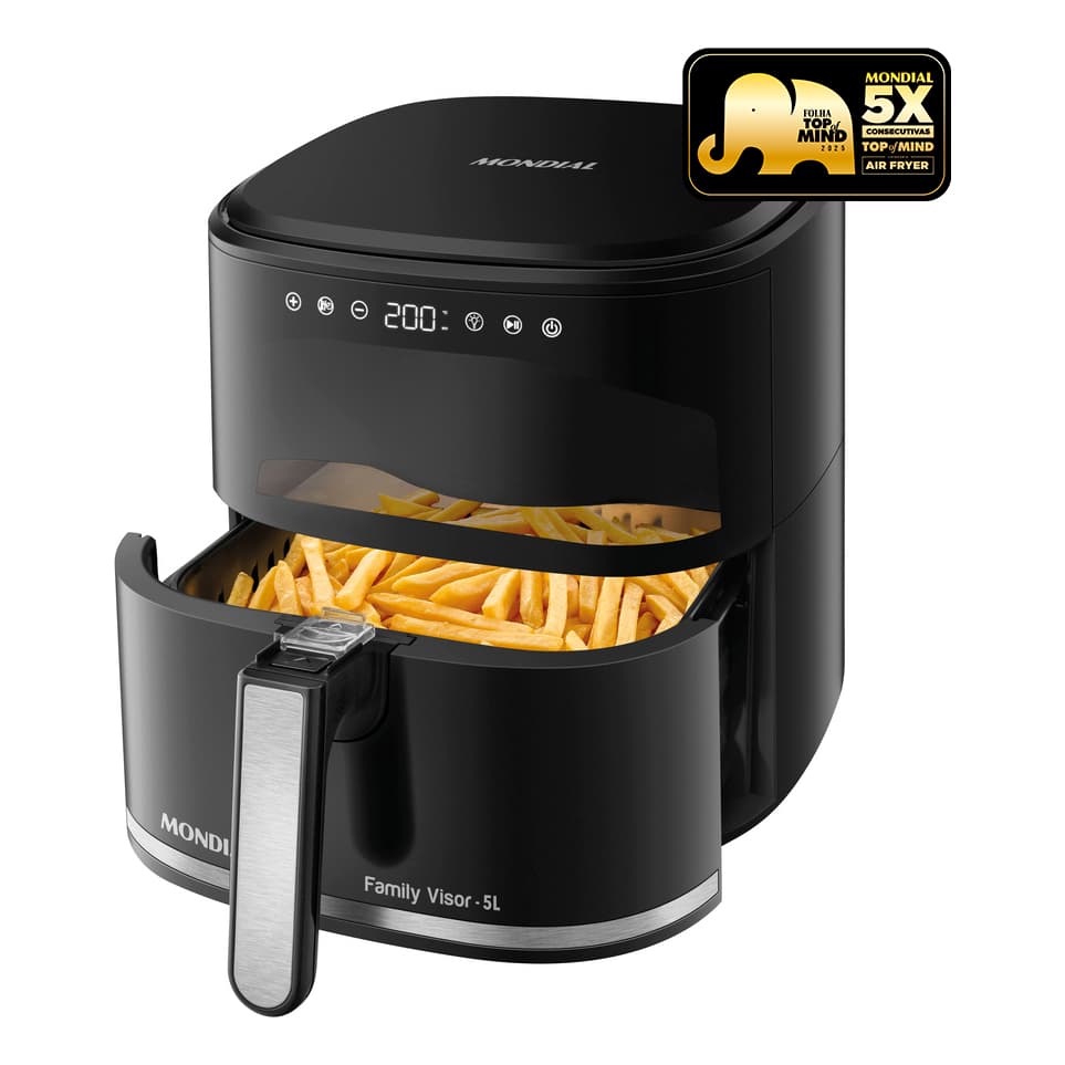 Air Fryer Mondial AF-50-DV 5L 220V | Fritadeira Sem Óleo Preta