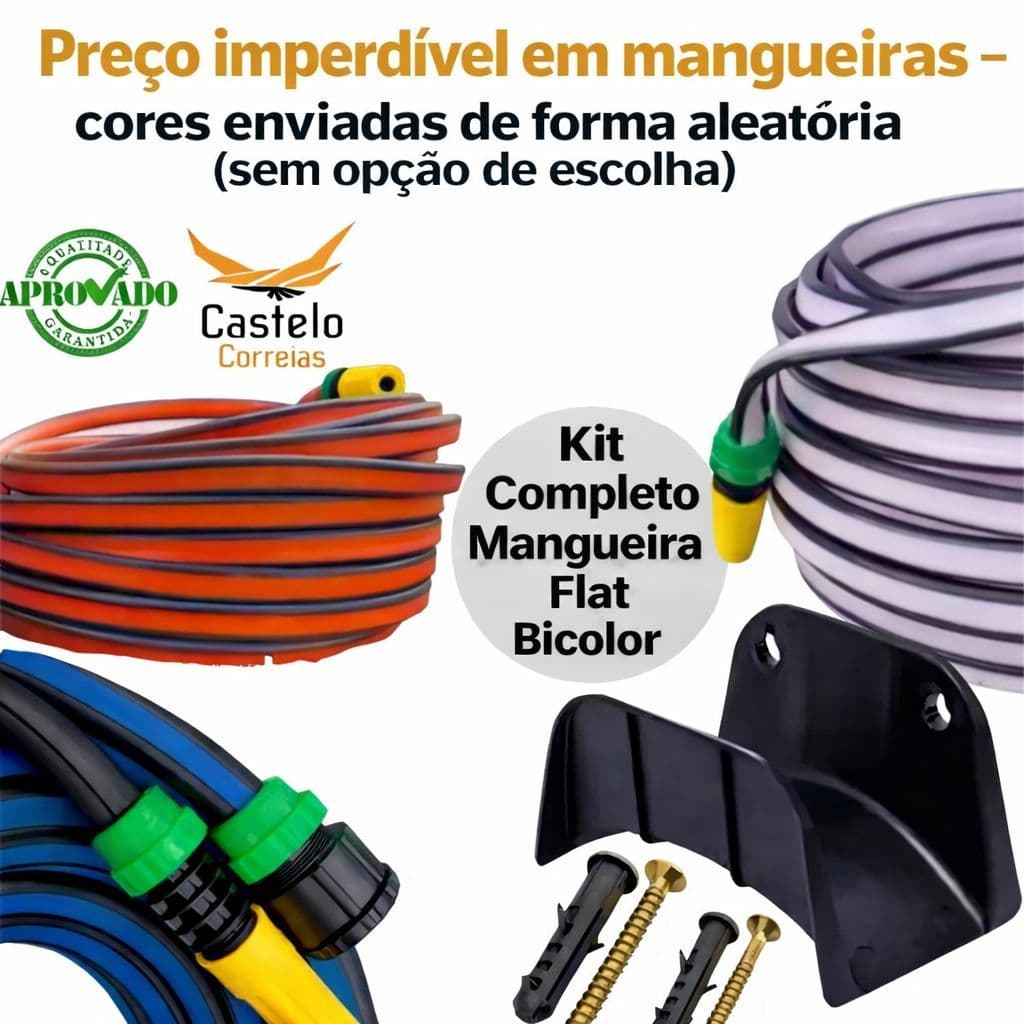 Kit completo de mangueira de jardim anti dobra com suporte,esguicho,parafusos e bucha.