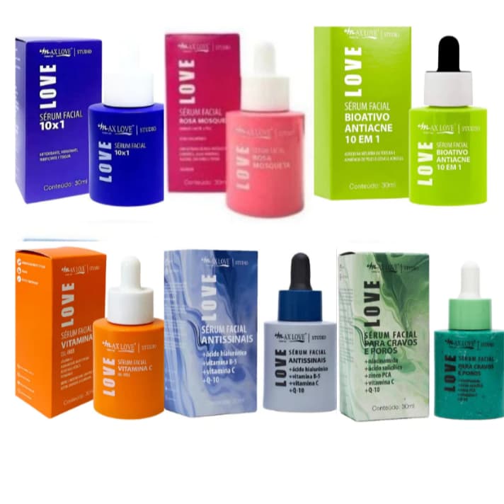 Sérum Facial Maxlove Nova Coleção Q10, Cravos e Poros, Clareador, Vitamina C, Rosa Mosqueta