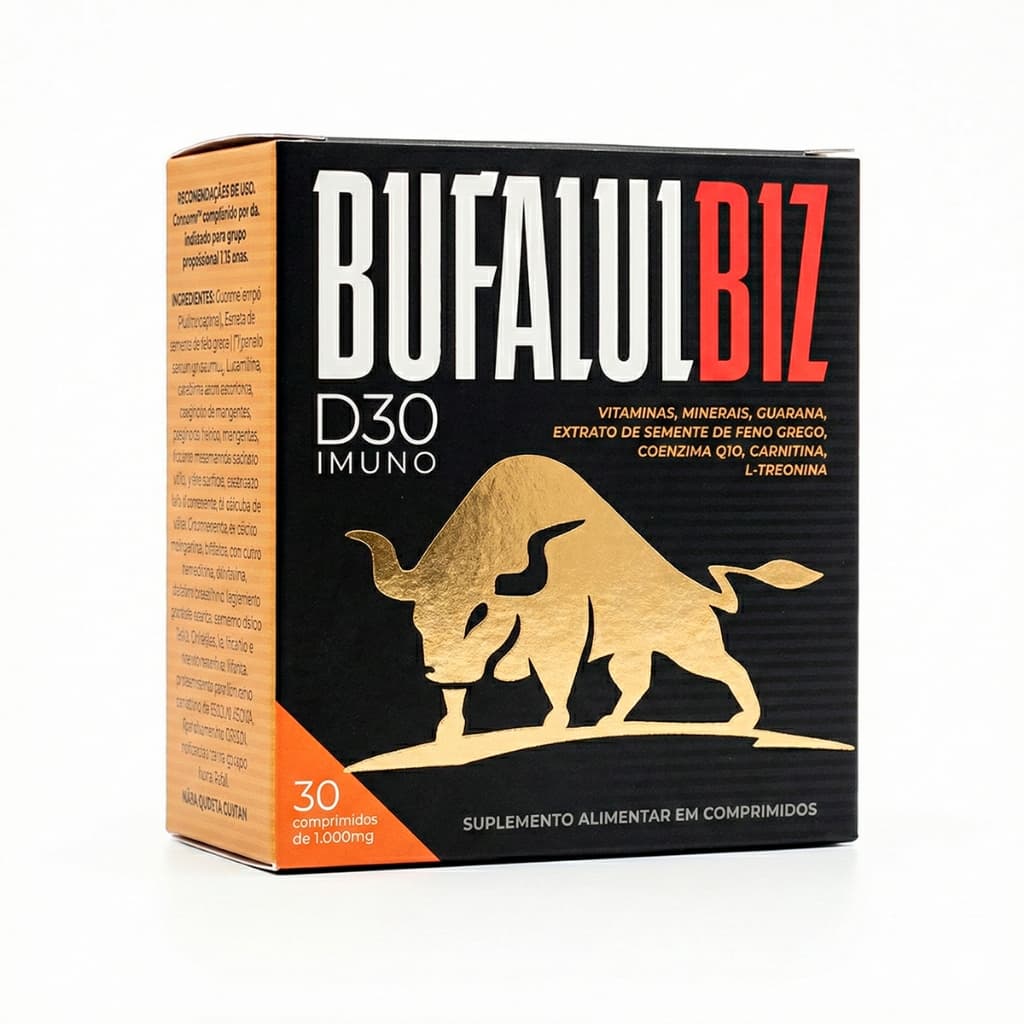 BufalulBiz D30 Imuno Suplemento Natural Original Energia Pré-Treino Vitaminas e Minerais 30 Compr.