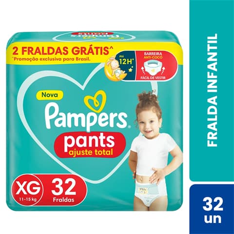 Fralda Decartável XG 32 Pampers Pants Bebê Baby Ajuste total
