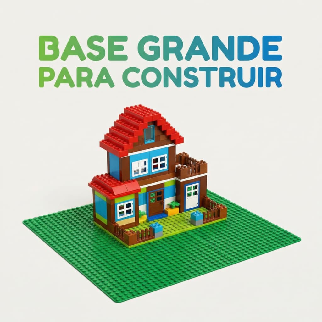Placa Base Grande Tipo Lego Blocos de Montar Infantil Verde Compatível com Blocos Tradicionais Brinquedo Educativo