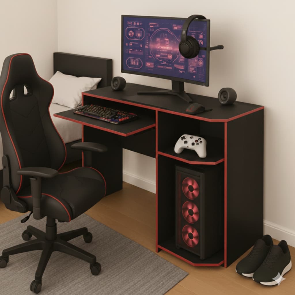 Mesa Gamer Escrivaninha Computador Notebook PC Escritório Quarto Jogos Compacta Moderna Várias Cores