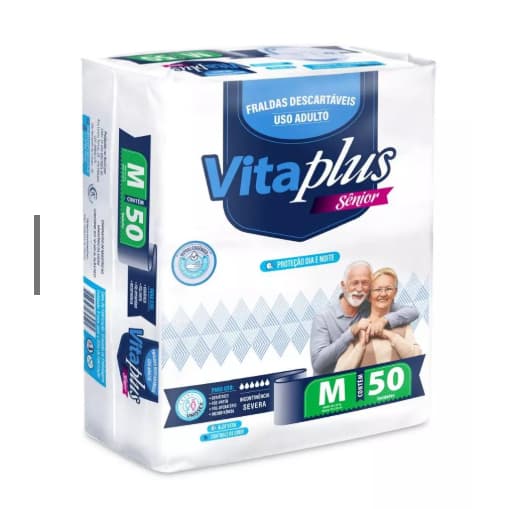 Fraldas Descartáveis Geriátrica Pacotão Vita PLUS HIPER M 50 Unidades Pacotão