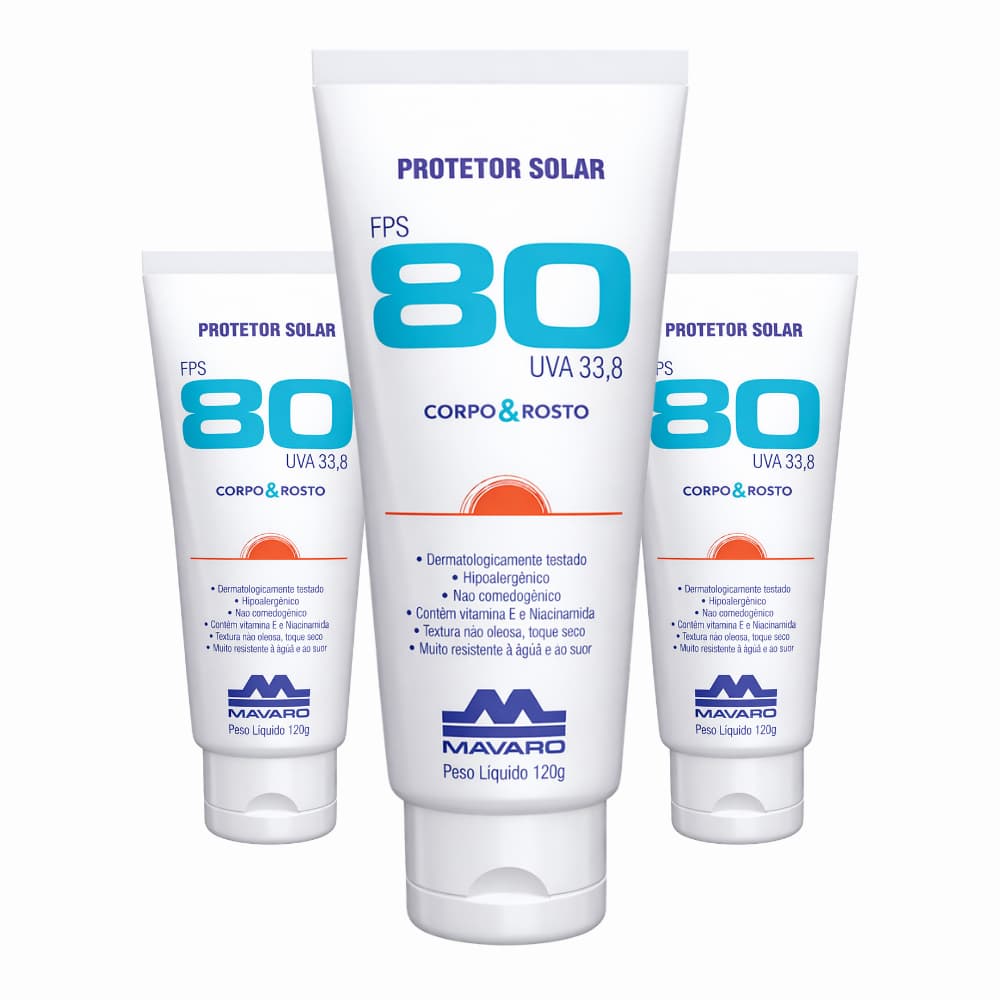 Creme Protetor Solar Fator Fps 80 Corpo E Rosto 120g Mavaro