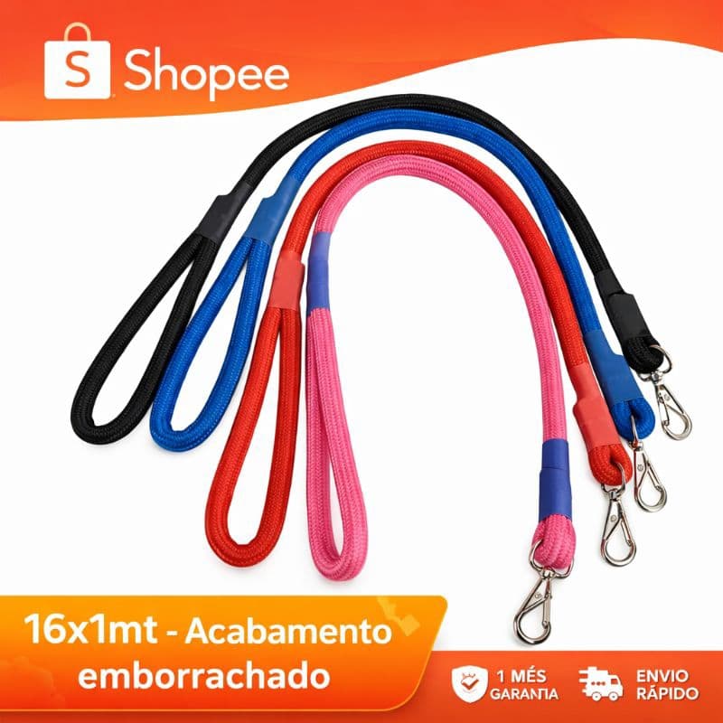 Guia para cachorro, guia corda pet, guia reforçada, guia 16mm, guia 1 metro, guia emborrachada.