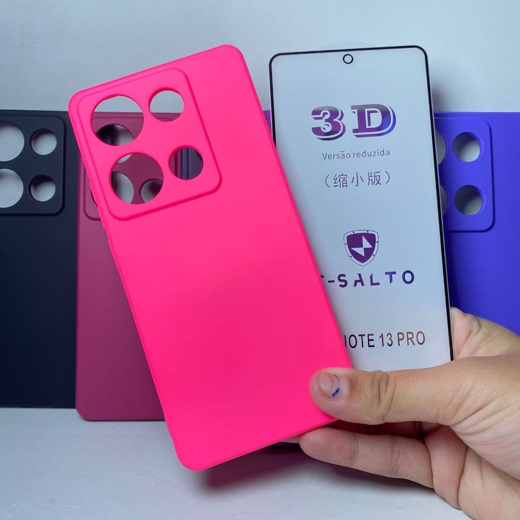Capa Note 13 Pro 4G + Película 3D Kit Redmi Capinha Case Protetora Celular Silicone