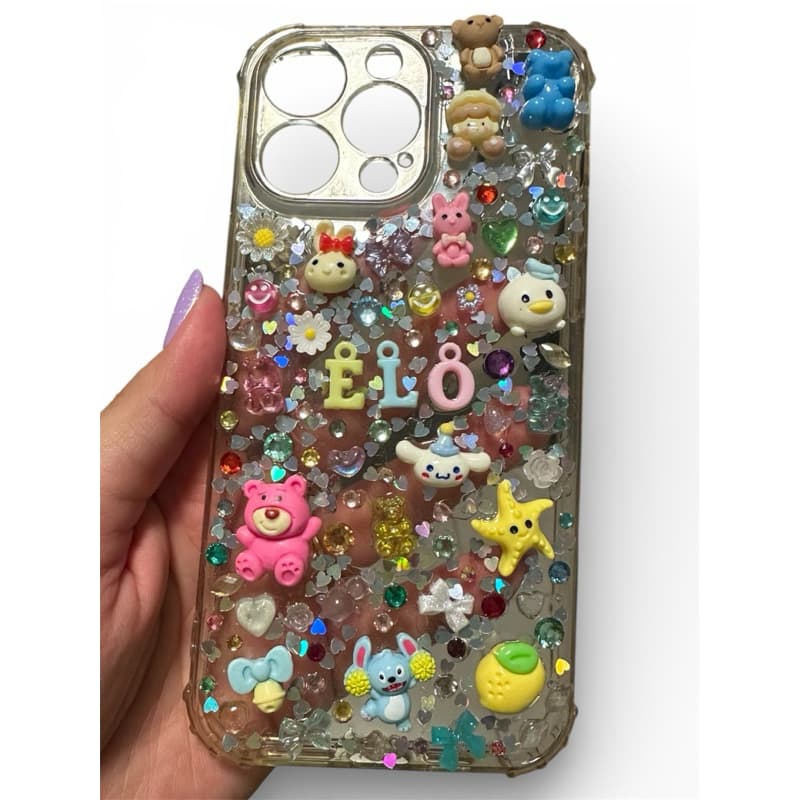 Case capinha celular artesanal personalizada apliques coloridos kawaii todos modelos de celular