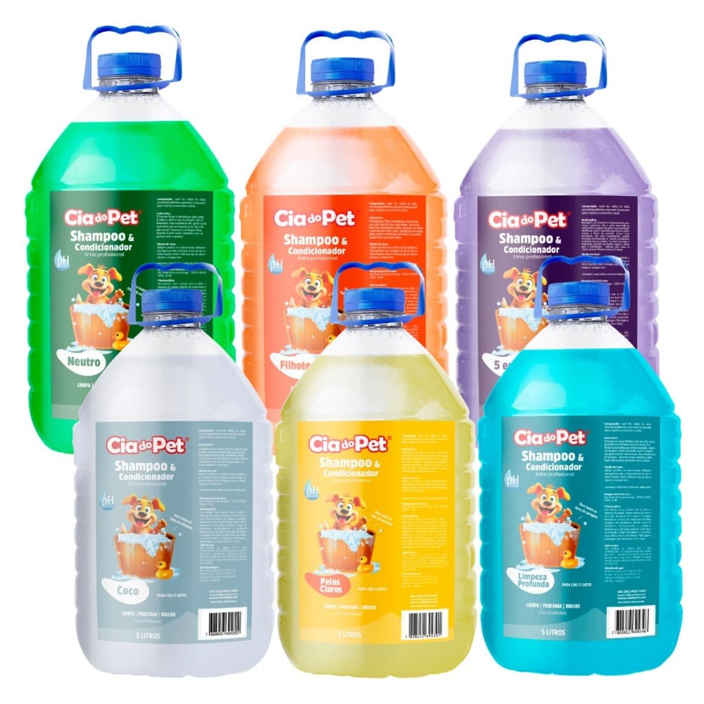 Shampoo e Condicionador para Cães e Gatos Pet Shop Cia do Pet 5 Litros