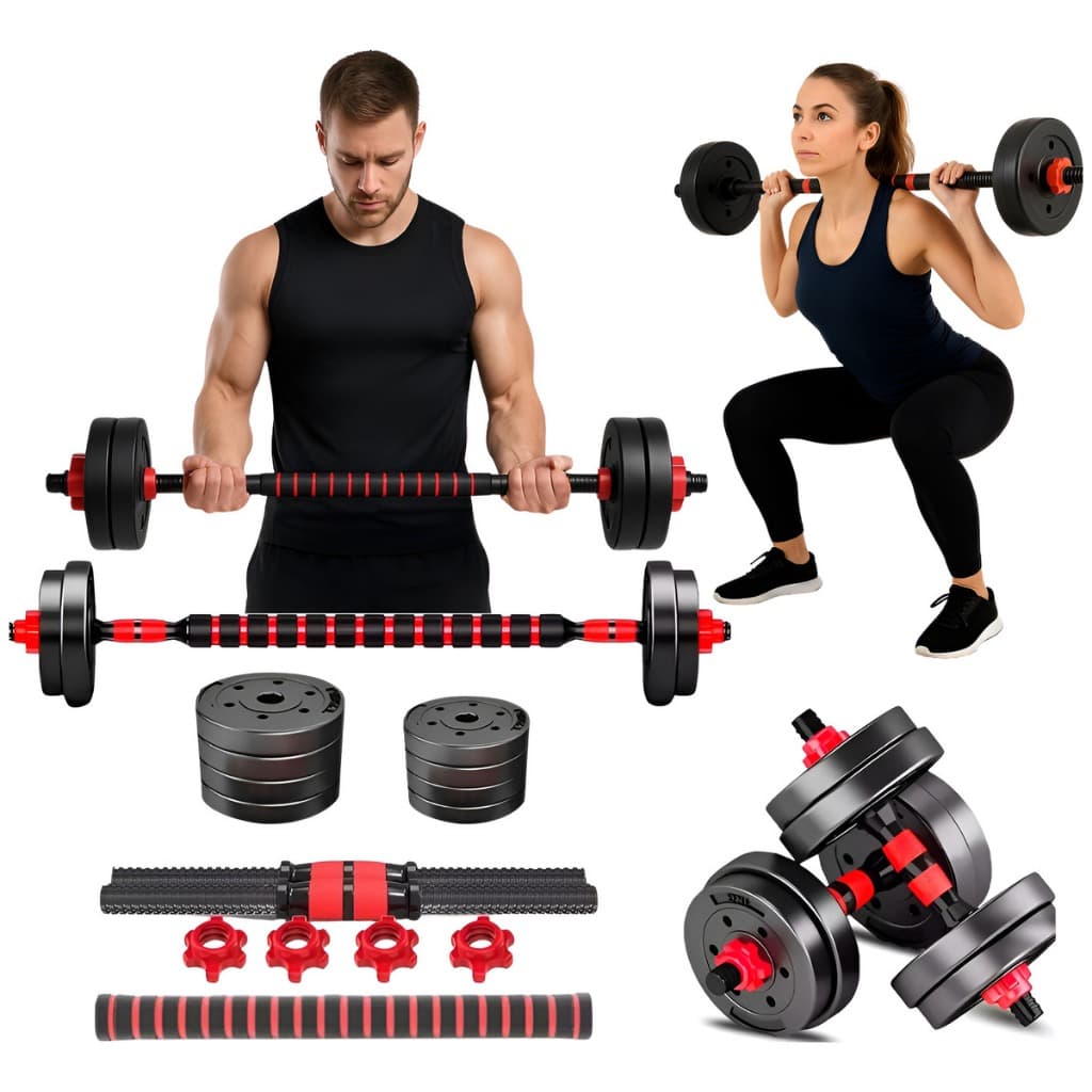 Kit De Halteres E Anilhas Ajustáveis Ajustáveis Academia 15kg Preto Treino em casa