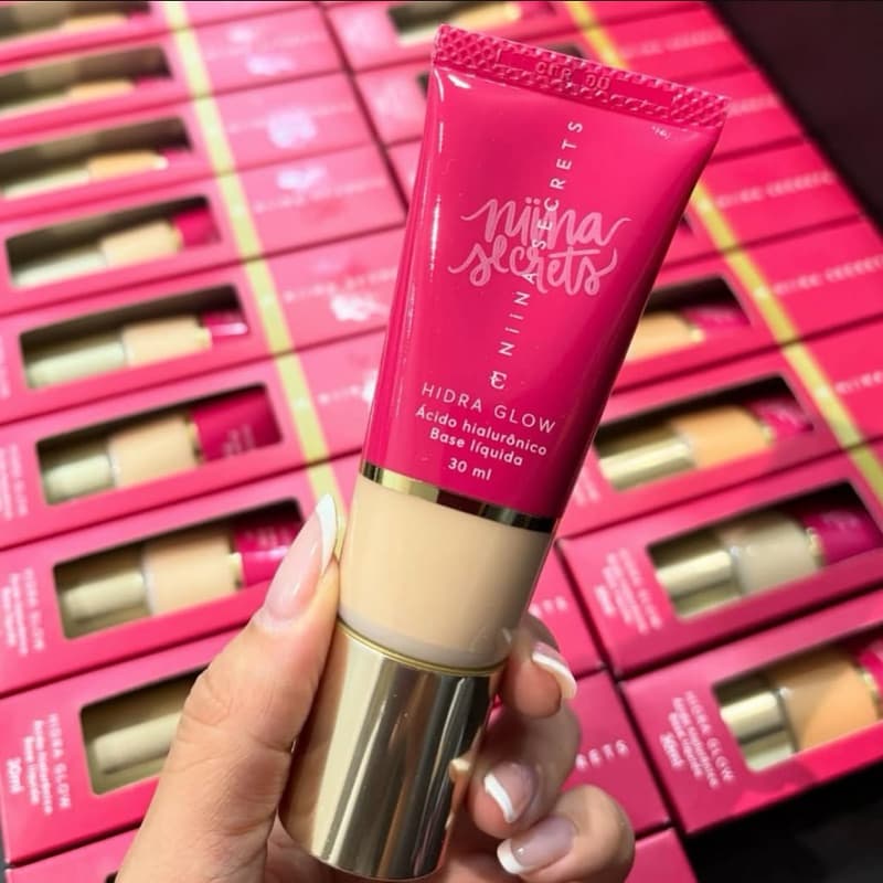 Base Líquida Niina Secrets Hidra Glow Cor 00, 05, 10, 13, 25, 30, 35, 40, 45, 55 30ml Eudora