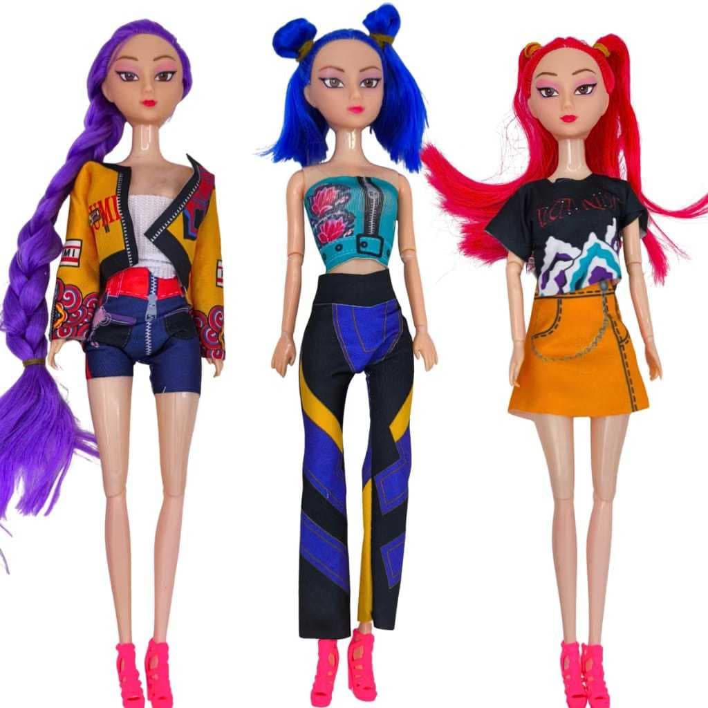 kIT 3 BONECAS K POP Demon Hunters Boneca Articulado  COM Musica envio agora
