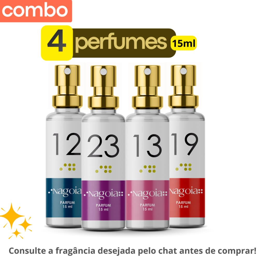 💥 KIT 4 PERFUMES DE 15ML NAGOIA ÁRABES E IMPORTADOS - INSPIRAÇÕES  - Feminino e Masculino - Escolha