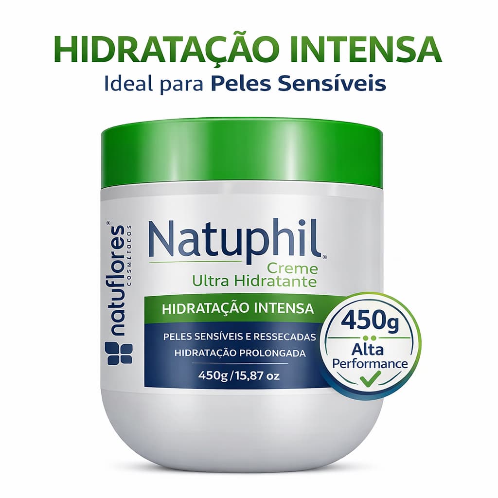 Creme Hidratante Pele Muito Seca Natuphil 450g Hidratação Intensa Para Pele Sensível e Ressecada Ultra Hidrata