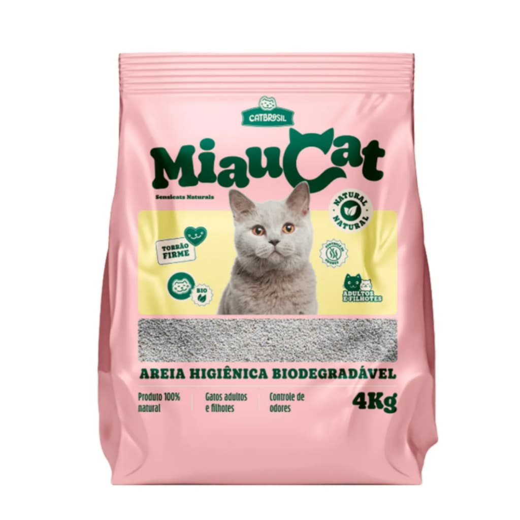 Areia Sanitária Miau Cat 4kg - Absorção Superior e Odor Controlado