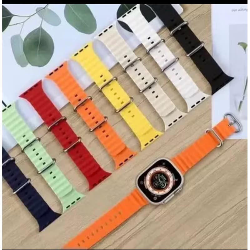 Pulseira de relógio de Smartwatch PretoPalha De Silicone Ocean Straw Capaz Para Relógio Apple Série 42m 45mm 49mm