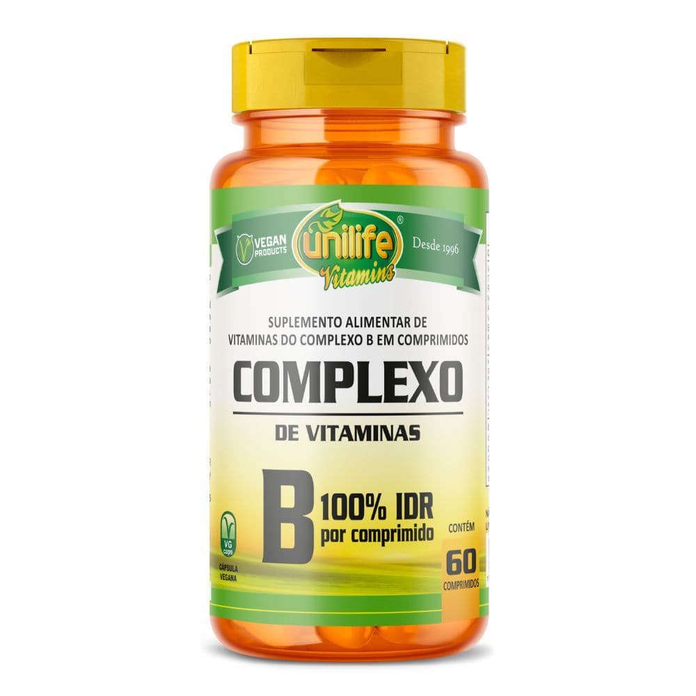 Vitaminas do Complexo B Unilife 60 Comprimidos Suplemento Alimentar de Vitaminas