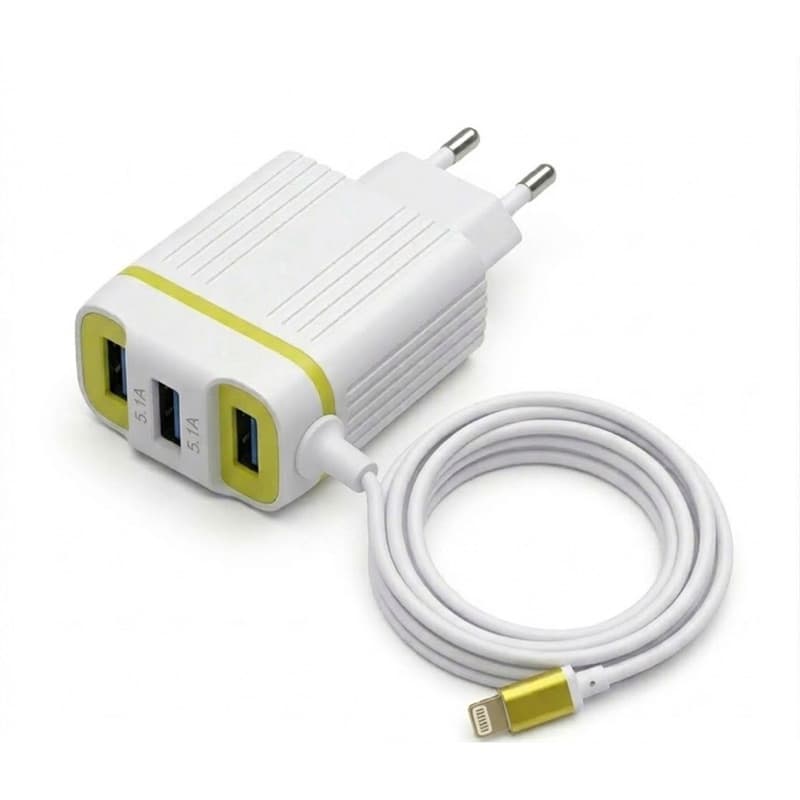 Carregador IPhone Completo Lightning Fonte Cabo 3 USB 5.1 Carregador Rápido -1 M Iphone 5 /6 /7 /8 /x /xr / 11 / 12 / 13