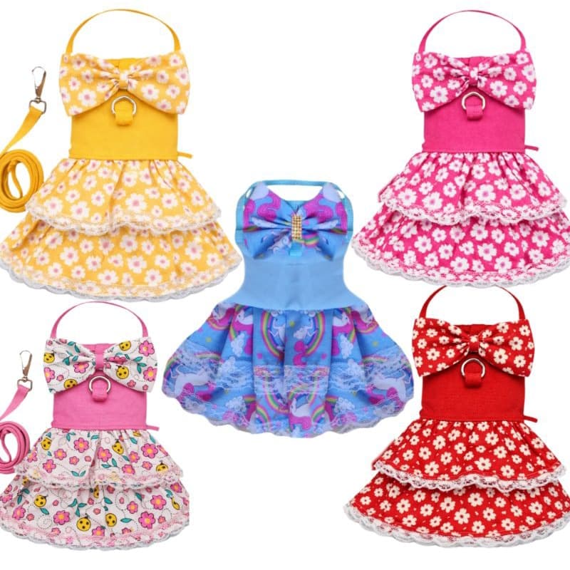 Coleira Peitoral guia Vestido fantasia pet Roupa Para Cachorro Pet Gato P M G GG - DIVERSOS MODELOS DISPONÍVEIS