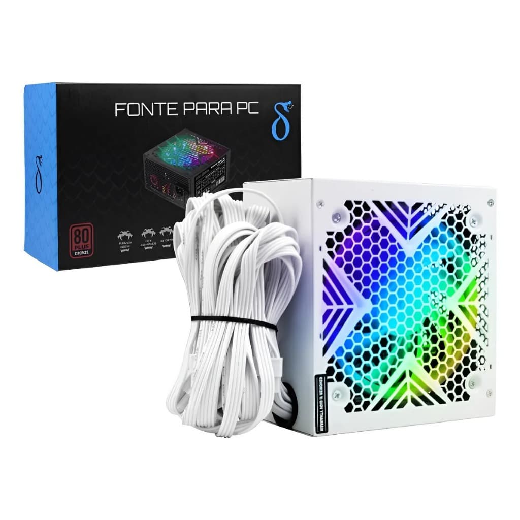 Fonte de Alimentação ATX Gamer 550W 650W 750W 80 Plus Bronze PFC Ativo PC Gamer Intel AMD Bivolt