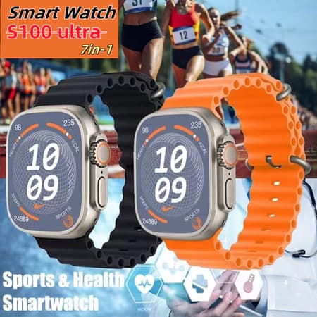 S100 Ultra 9 Novo Smartwatch Smart Watch 7 Em 1 Cordões 49mm Tela Touch Completa Touchscreen Relógio De Esportes Com Cas