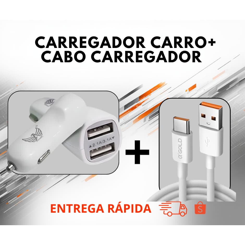 Kit Carregador de Carro Carregador Veicular Carregador Automotivo + Carregador de Carro Carregador Veicul