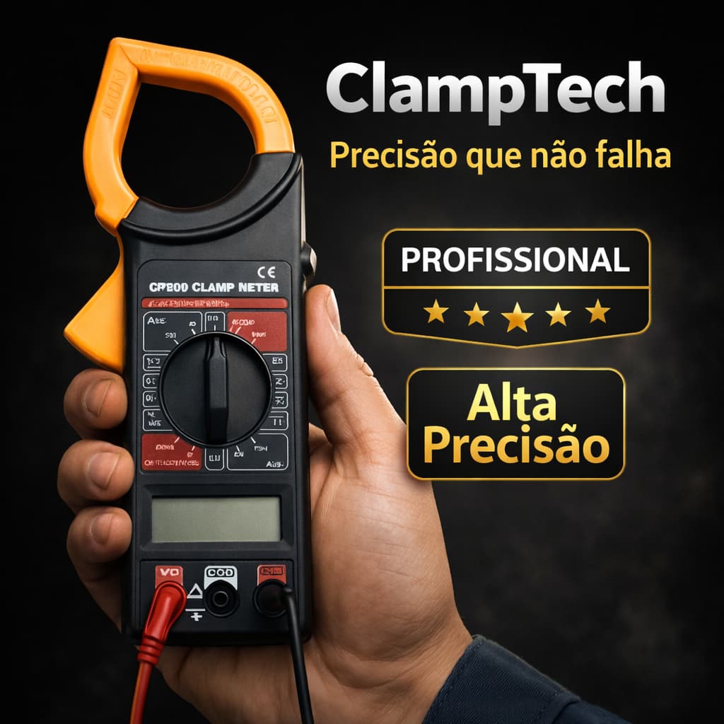 Alicate Amperimetro Digital Portatil Multimetro Precisao Display Lcd Preto
