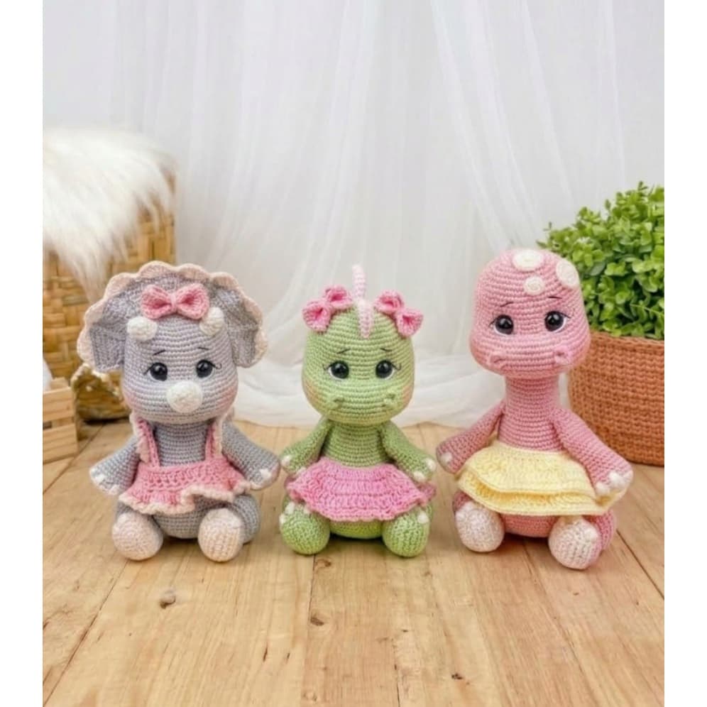 Kit dinossauros amigurumi croche | Decoração infantil menina